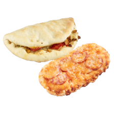 Focaccia pepperoni, focaccia caprese of calzone broodje kip